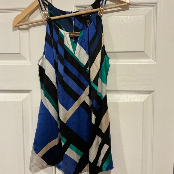 WHBM Sleeveless Halter Top with Gold Metal Accents - Picture 2 of 6